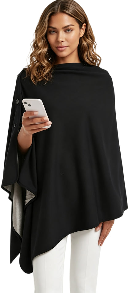 Faraday EMF Poncho Blanket, 5G, Wearable Faraday Blanket, RF Shielding, WiFi Blocker, EMF Clothing 28" x 72", Black/Grey
