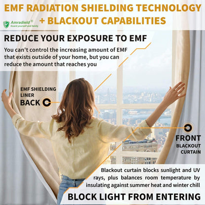 Faraday Curtains Radiation Shielding Blackout Curtains, Barrier Against Radio Frequencies and EMF Exposure