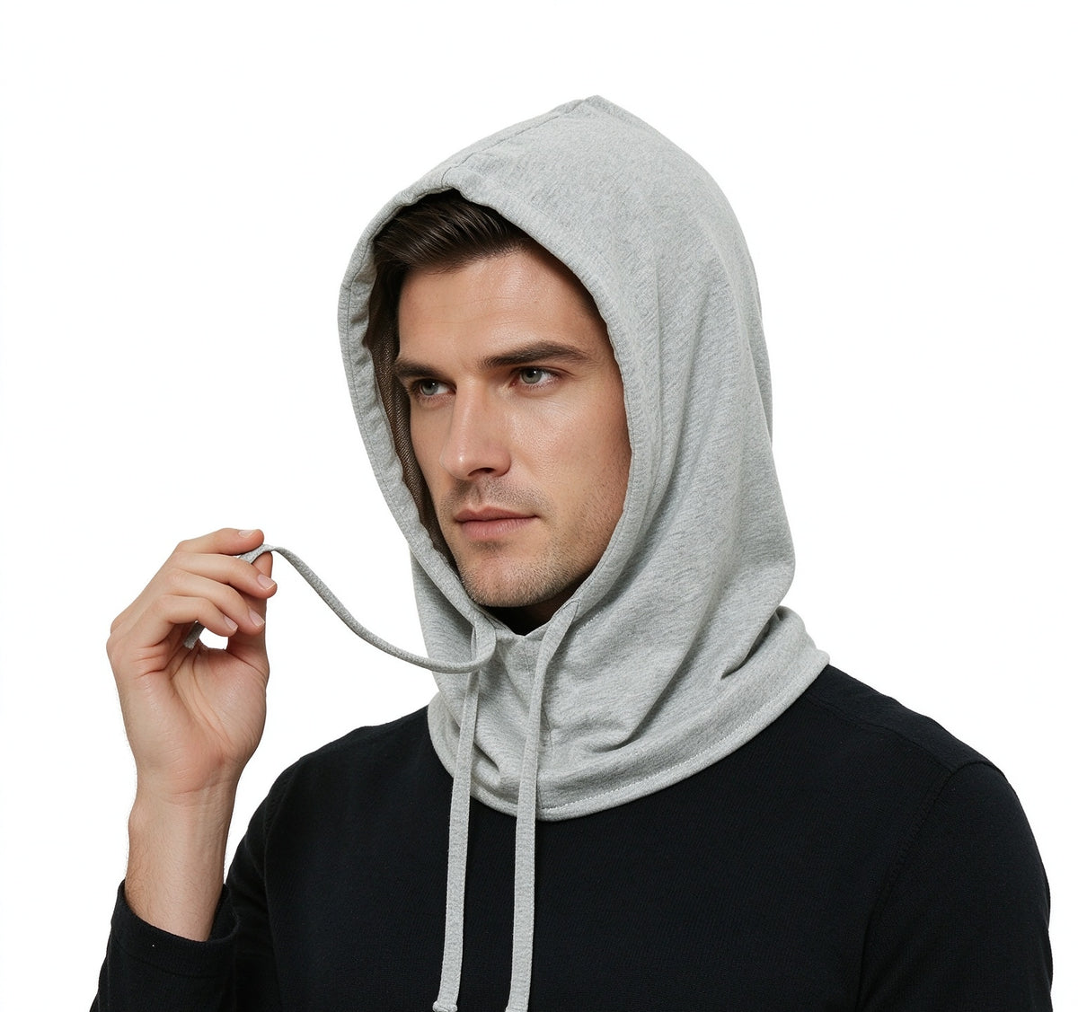 EMF Protection Drawstring Hood | Cotton Outer with Silver Fiber Lining, Head & Neck Radiation Shielding Hood