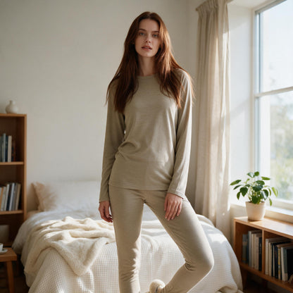 Ultra-Soft Cotton Silver Fiber Anti-Radiation Long Johns, Breathable Warm Base Layer, Antiodor Conductive Static-Free Thermal Underwear for Women