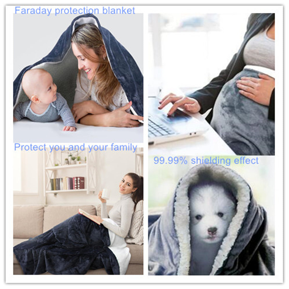 EMF Anti-Radiation Blanket Faraday Blanket Soft Coral Fleece Lamb Wool Warm EMI RF Shielding Blanket for Home Office Sleep
