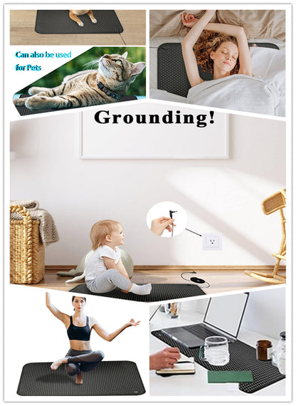 Grounding Mat for Feet Relax and Reduce Inflammation Breathable Conductive Therapy Blanket with 15ft Grounding Cord, Grounded Pad for Pets 16 x 24 Inch