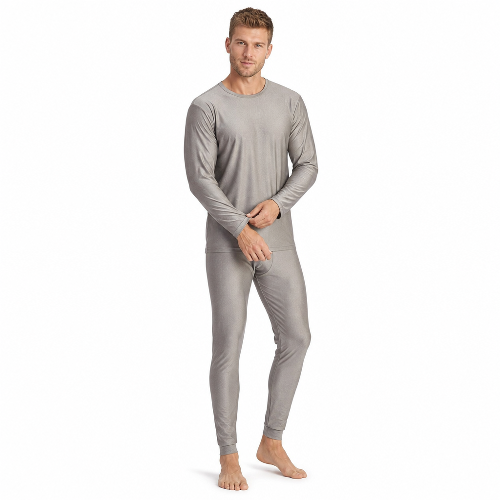 Pure Silver Fiber Conductive Fabric Clothing | Electromagnetic Shielding Silver Ion Anti-Bacterial Base Layer Clothing for Men