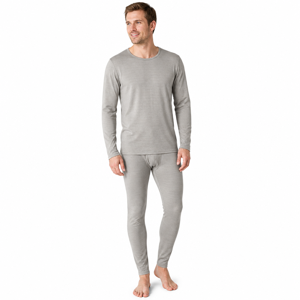 EMF Shielding Thermal Underwear Set, Soft Cotton Woven Pure Silver Fiber Long Sleeve Top & Pants, Multi-Functional Radiation Protection Thermal Loungewear