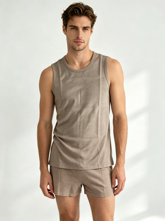 Men EMF Protection Silver Fiber Vest & Shorts Sleep