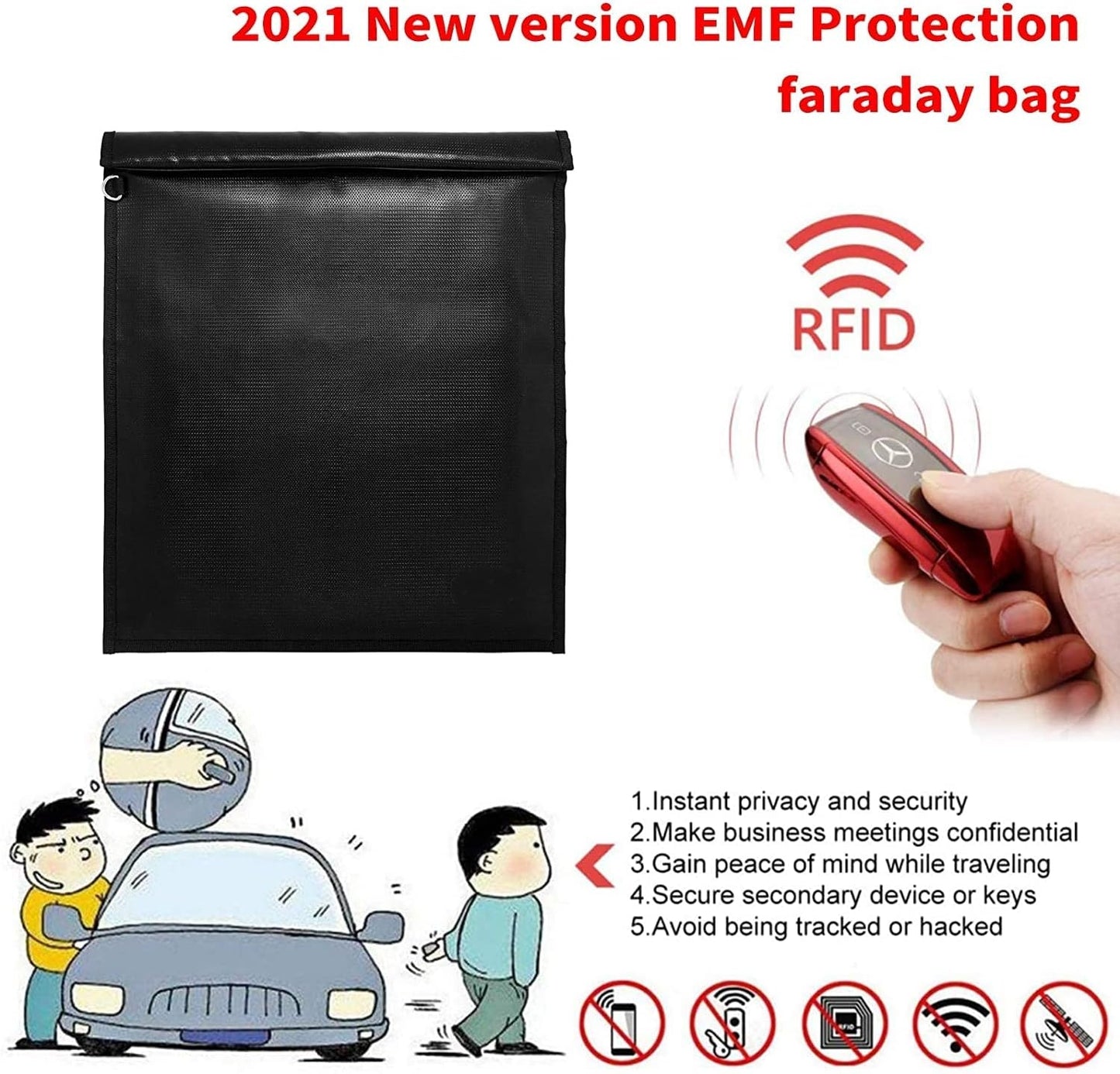 Large Faraday Bags for Laptops & Tablets & Car Keys - 3 Pack Faraday Cage, Faraday Key Fob Protector, Fireproof & Waterproof RFID Bag, Car Key Signal Blocker