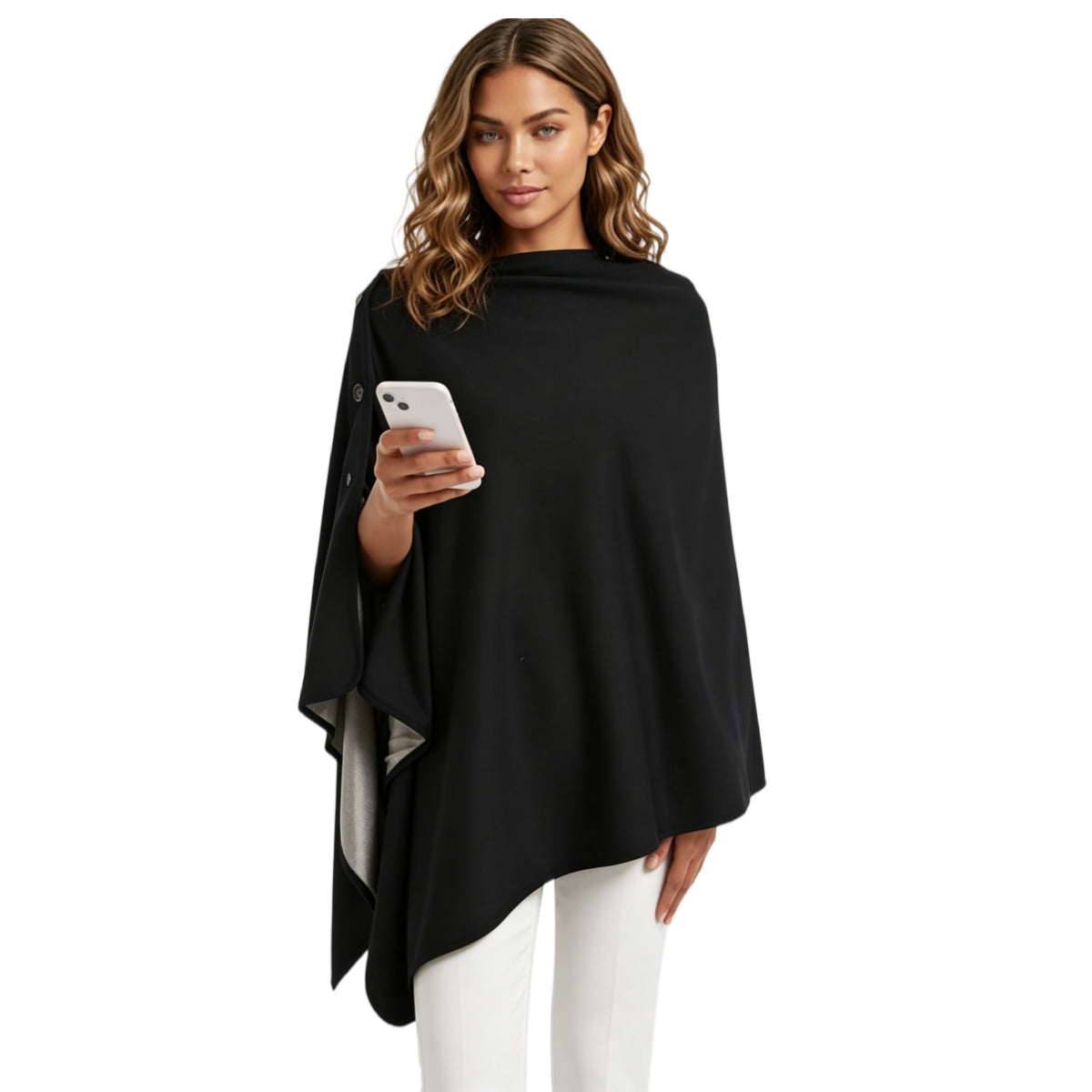 Faraday EMF Poncho Blanket, 5G, Wearable Faraday Blanket, RF Shielding, WiFi Blocker, EMF Clothing 28" x 72", Black/Grey