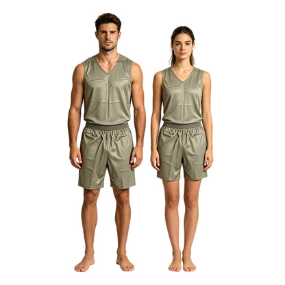 100% Pure Silver Fiber Bird Eye Mesh Vest & Shorts, EMF Shielding Anti-Radiation Conductive Antibacterial Breathable Protective Suit