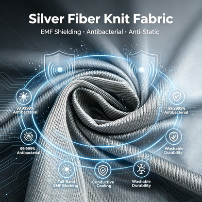 Tech-Grade Silver Fiber Knit Fabric, Full Spectrum EMF Protection, Ultra Antibacterial Conductive Textile - Amradield