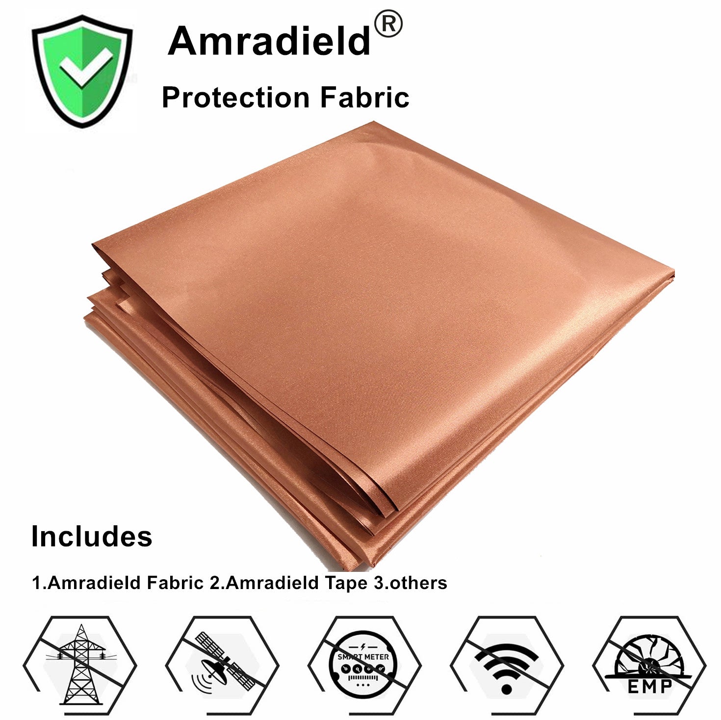 Pure Copper Fabric Blocking RFID/RF-Reduce EMF/EMI Protection