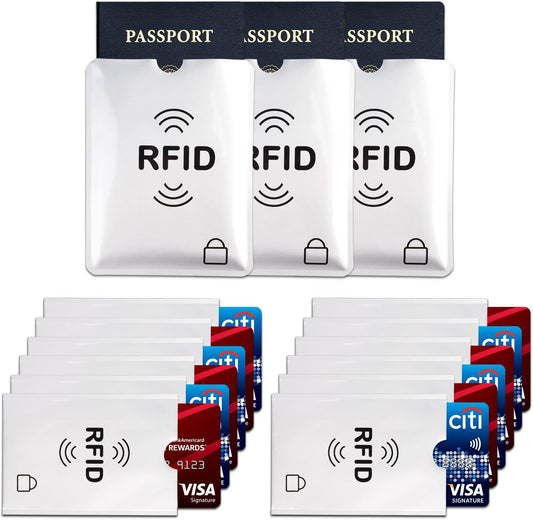 Anti Theft 12 RFID Blocking Credit Card Sleeves 3 Passport RFID Security Holders