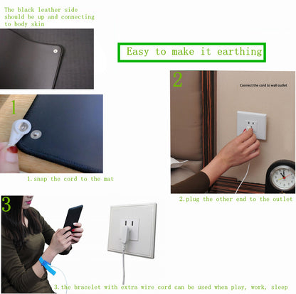 Grounding Mat Kit (2 Pack) for Healthy Earthing Energy with Grounding Wristbands