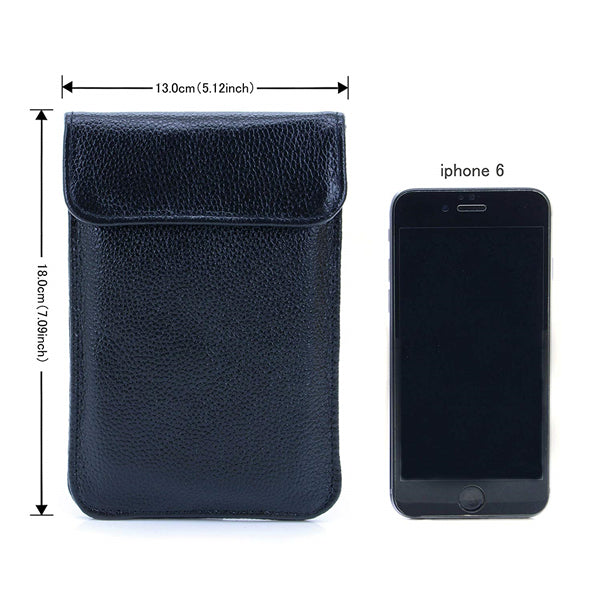 Genuine Leather RFID Cell Phone Signal GPS Blocking Pouch-Anti-Spying/Tracking Leather Bag Case