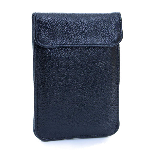 Genuine Leather RFID Cell Phone Signal GPS Blocking Pouch-Anti-Spying/Tracking Leather Bag Case