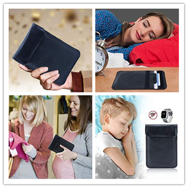 Genuine Leather RFID Cell Phone Signal GPS Blocking Pouch-Anti-Spying/Tracking Leather Bag Case