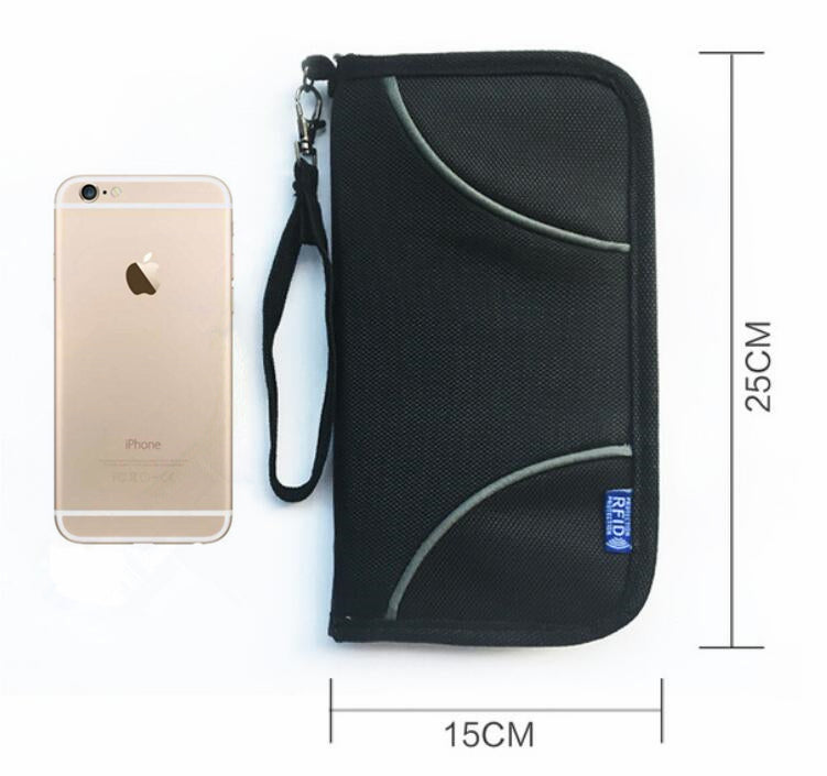 Faraday Bag RFID Travel Passport Wallet & Documents Organizer Zipper Case
