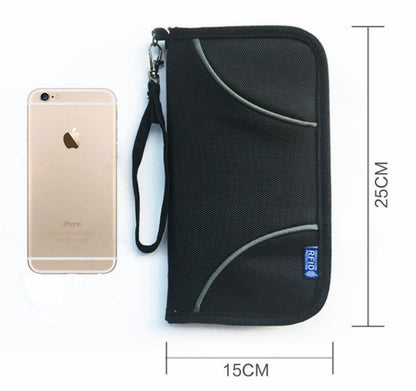 Faraday Bag RFID Travel Passport Wallet & Documents Organizer Zipper Case
