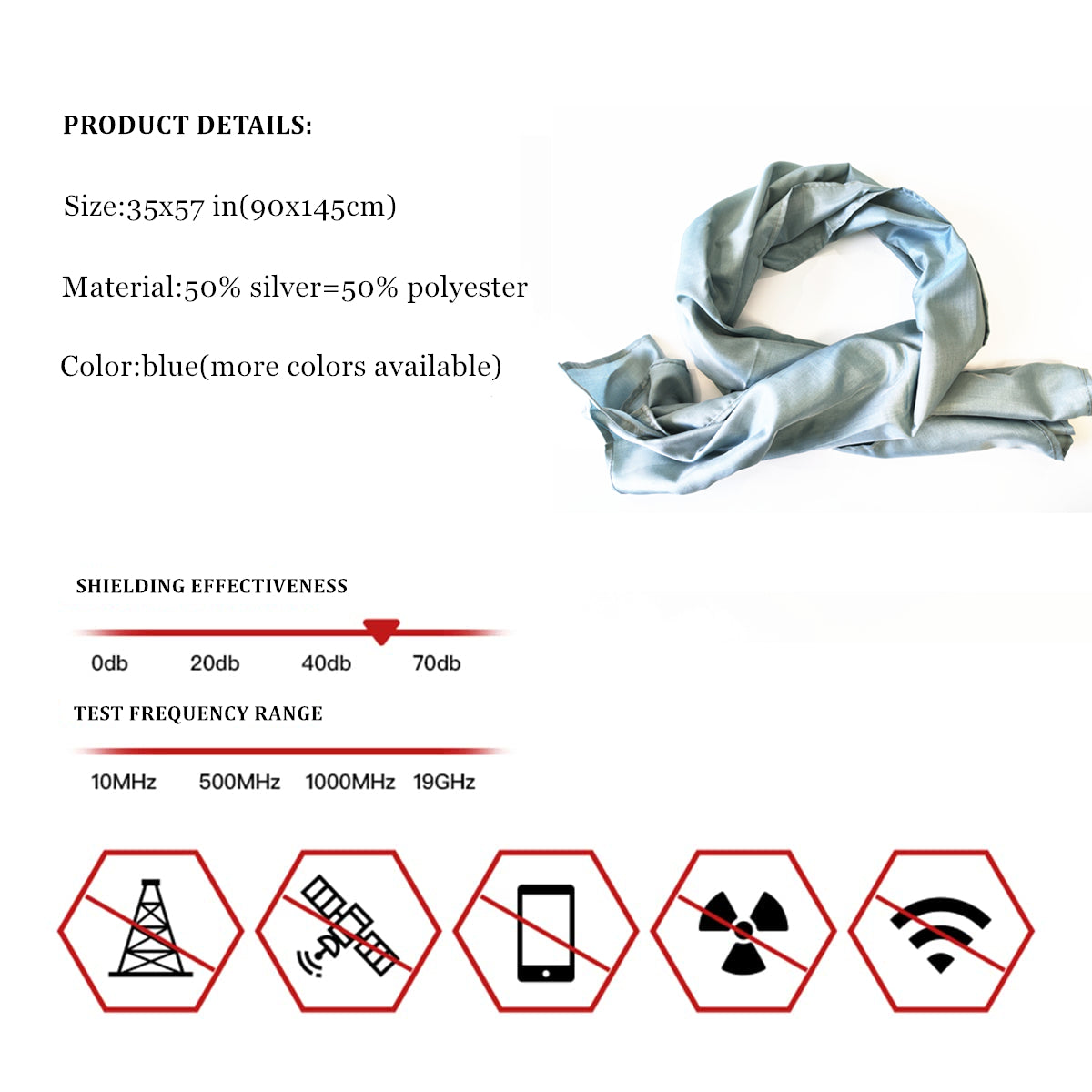 EMF Radiation Protection Scarf-High Shielding Efficiency, Unisex. Multiple Ways