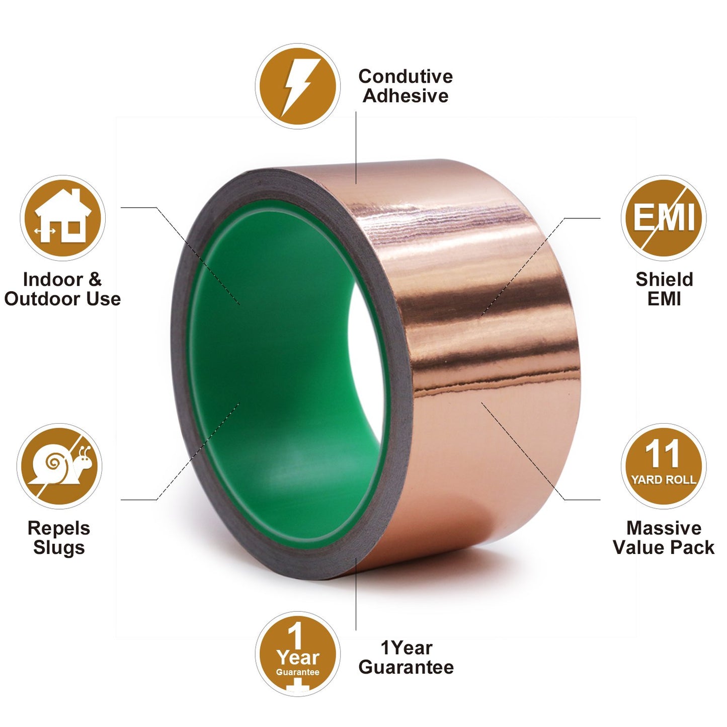 Copper Foil Tape/Conductive Adhesive for Guitar-EMI Shielding-Repels Slugs Snail