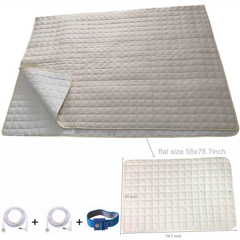 Earthing Grounded Mattress Pad Large Sleep Therapy Mat 55x79inch Increase Energy - Amradield