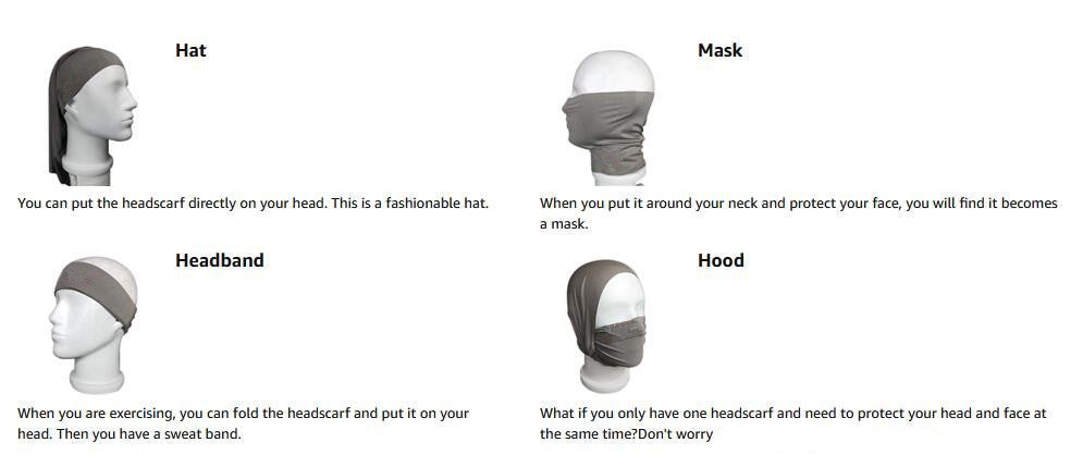 EMF EMI Protection Headgear Scarf Blocking Radiation Wifi 4 way Stretch Bandana - Amradield