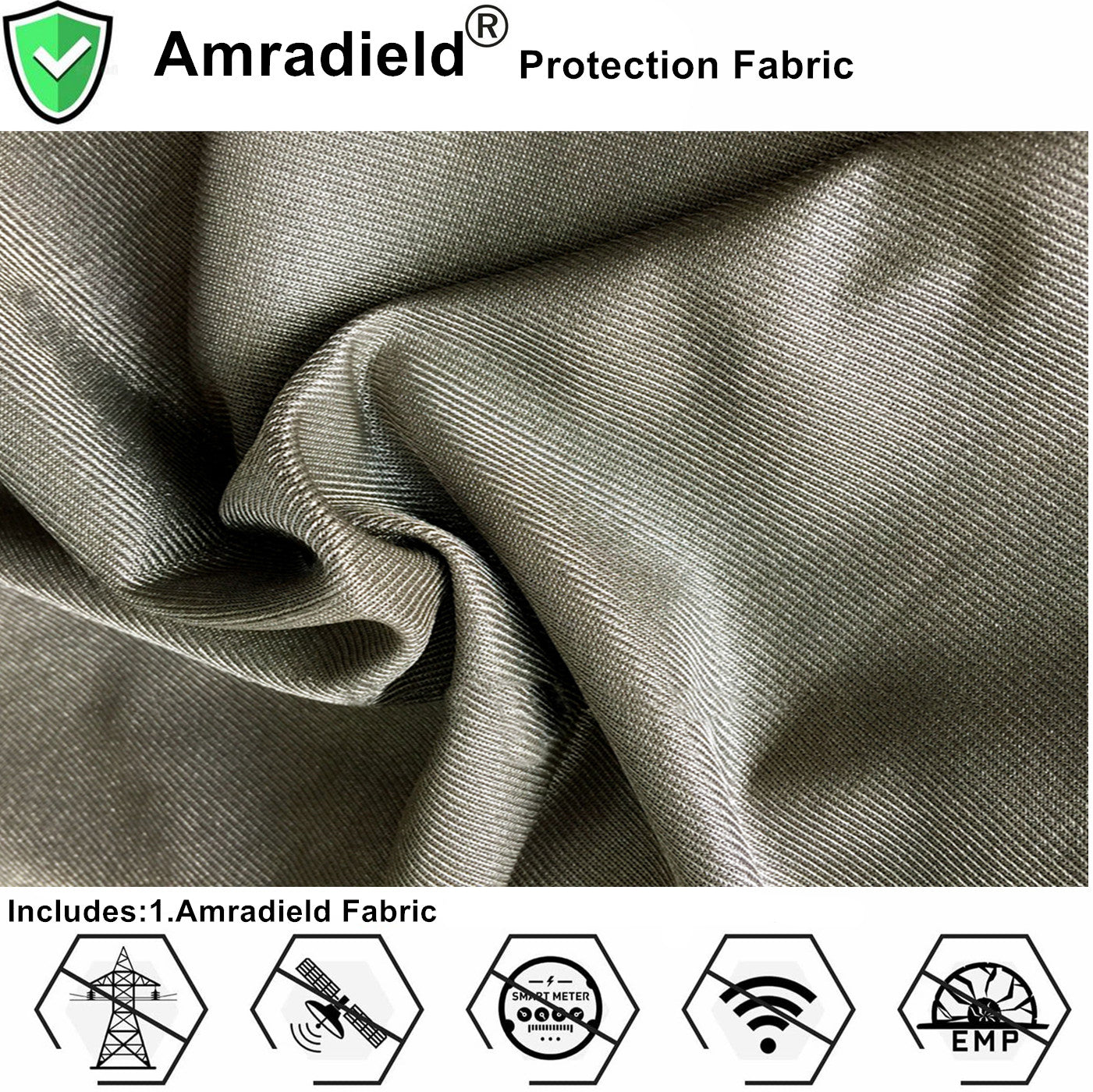 Silver Fiber Fabric Shielding RFID/EMI/EMF/Radio/Microwave-Stretch Kni –  Amradield