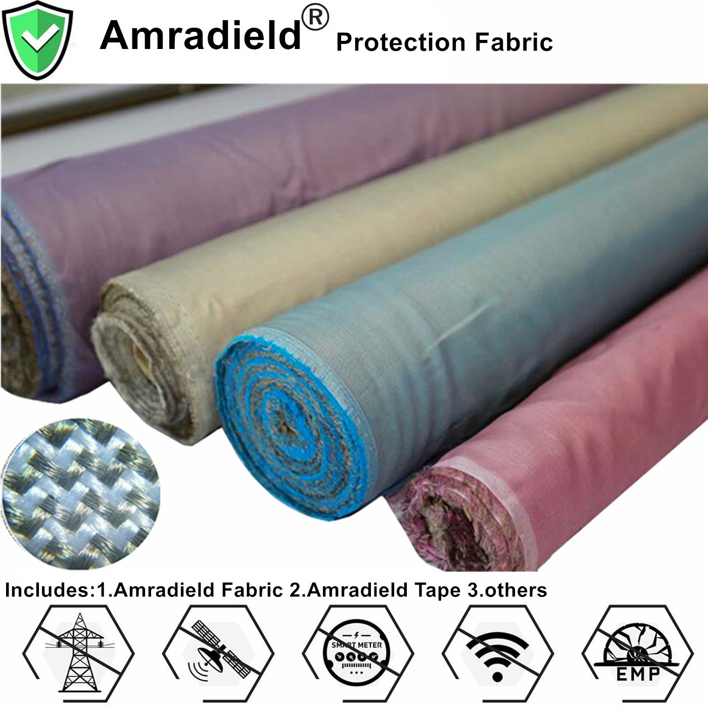 Silver Fiber RPET Woven Blended Fabric Anti Radiation EMI RFID Shielding Soft and Washable for Clothing and Hometextiles