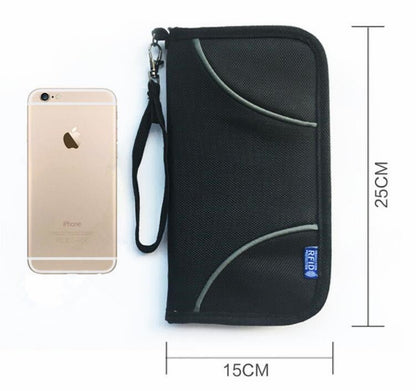 Faraday Bag RFID Travel Passport Wallet & Documents Organizer Zipper Case - Amradield