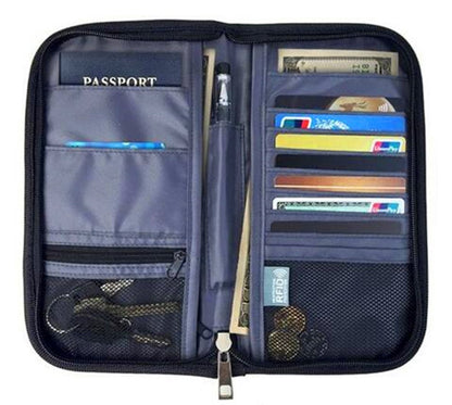 Faraday Bag RFID Travel Passport Wallet & Documents Organizer Zipper Case - Amradield