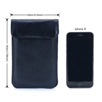 Genuine Leather RFID Cell Phone Signal GPS Blocking Pouch-Anti-Spying/Tracking Leather Bag Case - Amradield