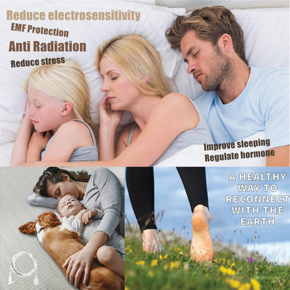 Earthing Fitted Sheets and Pillowcase Kits -Silver Fiber EMF Protection for Better Sleep