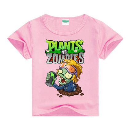 Kids Plants vs Zombies GW Garden Warfare Printed Design Tops Boys/Girls Game Casual T Shirt Children T-Shirt